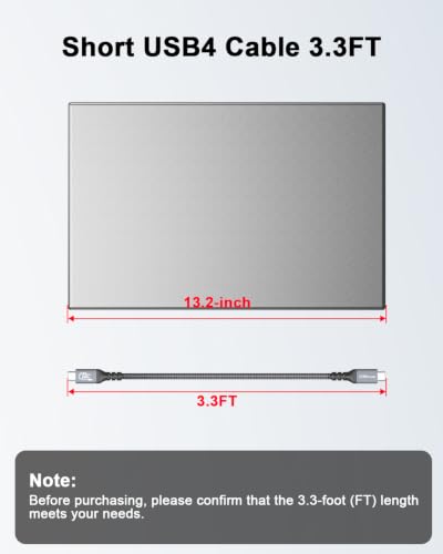 80Gbps USB 4 Cable for Thunderbolt 5 Cable, [USB-IF Certified] 120Gbps USB C Data Cable, PD 240W Fast Charging, 16K/8K USB C Monitor Cable for Thunderbolt 4, MacBook,SSD,Dell,HP,Lenovo Laptop (3.3FT) - size: 3.3FT