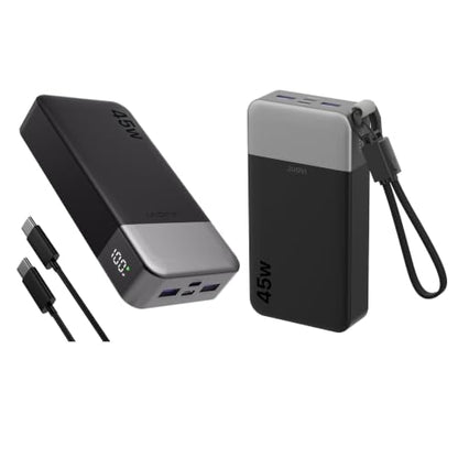 JUOVI 20000mAh 45W Power Bank + 45W Portable Charger with Detachable Cable