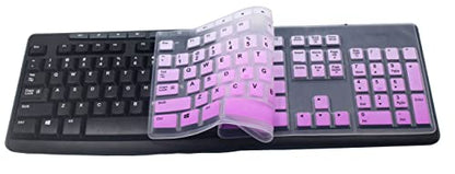 Ultra Thin Desktop PC Silicone Clear Keyboard Cover Skin Protector Compatible for Logitech MK295 MK275 MK270 Wireless Keyboard, Logitech K200 K260 K270 MK200 MK260 Keyboard (Gradient Purple) - color: Gradient Purple