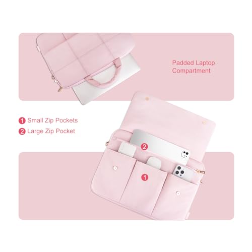 MOSISO Laptop Bag for Women, Computer Bags | Puffy Laptop Sleeve Bag with Trolley Sleeve