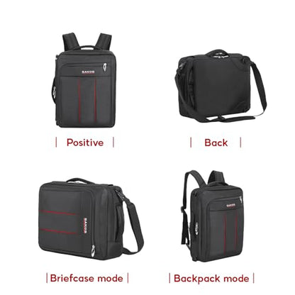 SAKOS Flash 3 in 1 Laptop Bag, 15.6 Inch Convertible Messenger, Shoulder Bag & Backpack, Water Repellent Travel Bag, Professional Work Bag for Men & Women, Briefcase with Laptop Compartment - Black - color: 5. Flash - Black/Red