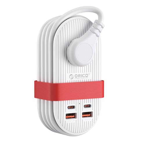 ORICO 22.5W Travel Power Strip, 7 in 1 Charging Station with 3AC, 2 USB-A, 2 USB-C, 4ft Extension Cord, Flat Plug Fashion Essential for Cruise Ship/Travel/Home/Office/Dorm - TK22 - color: White, size: USB MAX 22.5W