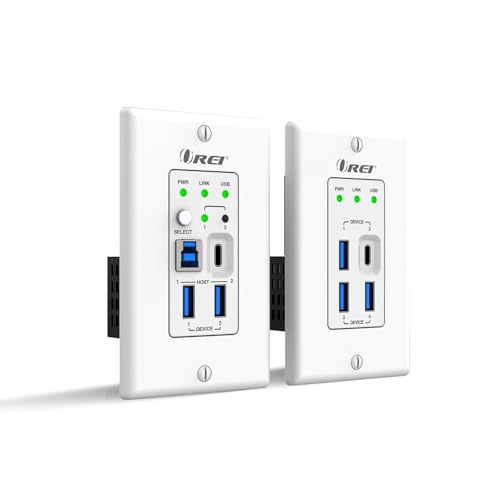 OREI USB Ethernet Extender RS-232 API Control Two-Way PoC GPIO USB 3.2 Gen1 - size: Dual Wall Plate
