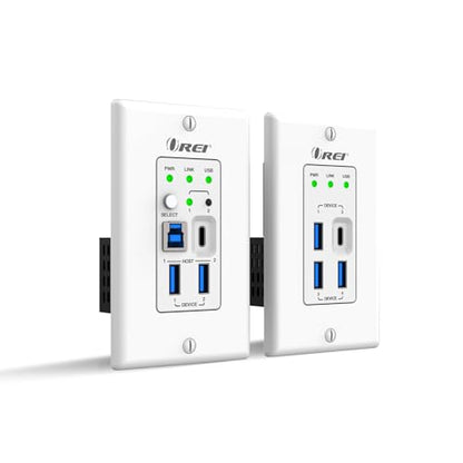 OREI USB Ethernet Extender RS-232 API Control Two-Way PoC GPIO USB 3.2 Gen1 - size: Dual Wall Plate