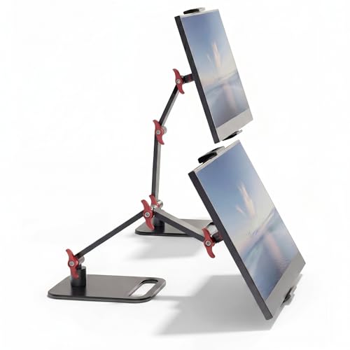 Vertical Portable Monitor Stand, Upgrade Knob Adjustment Portable Monitor Holder for 15.6 17.3 18.5 Inch Screen, Ergonomic Travel Monitor Mount, Tablet Stand for iPad 12.9‘’