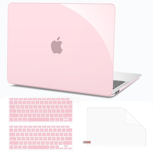 B BELK for MacBook Air 13 inch Case M1 2021 2020 2019 2018, Crystal Pink | Model A2337 A2179 A1932, Plastic Laptop Hard Shell for MacBook Air 13.3 inch Case with Keyboard Cover & Screen Protector - color: Crystal Pink