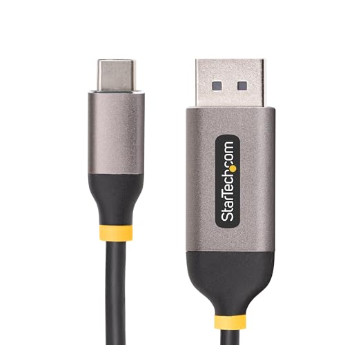 StarTech 10ft USB-C to DP 1.4 Cable, 8K 60Hz, HDR10 (142-USBC-DP-8K-10F) | 4K 144Hz, Active DP Converter, DSC, HBR3, 32.4Gbps, USB4 & Thunderbolt 3/4 Compatible, 3m, Latching DP