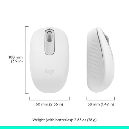 Logitech M196 Compact Ambidextrous Bluetooth Wireless Mouse - Off White | Bluetooth connectivity, no USB receiver, quiet clicks, 3 non-customizable buttons, 12-month battery life, PC Mac compatible - color: White
