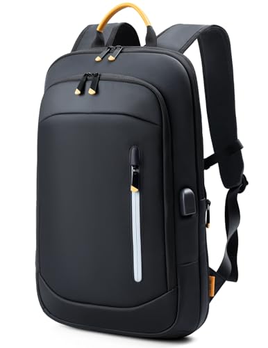 Slim Laptop Backpack for Men, 15.6 Inch Business Travel Backpack with USB Charging Port, 1.5Lbs Lightweight Work Computer Bag, 600D Waterproof Durable Backpack, Black - color: Black-non-expandable, size: 15.6 Inch