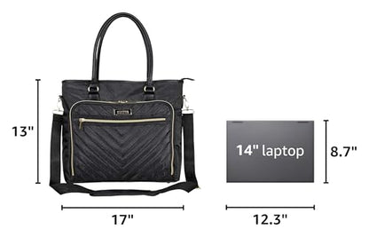 Kenneth Cole REACTION Chelsea Quilted Chevron 15" Laptop & Tablet Business Tote with Removable Shoulder Strap - color: Black