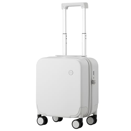 mixi Upgrade Carry on Luggage 14 Inch Underseat Personal Item Suitcases with Spinner Wheels, Hardside Rolling Suitcase PC with TSA Lock Lightweight Travel Case, Fine Grid Smoke White - color: Fine Grid Smoke White, size: 14in Underseat