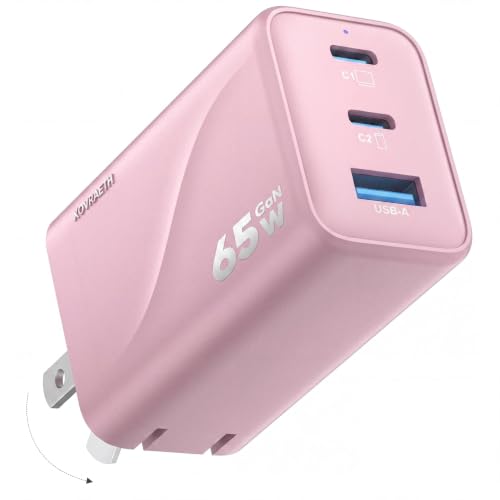 65W GaN USB C Wall Charger Block Pink,3-Port iPhone 17 16 15 Type C Charger Fast Charging Block Power Adapter for MacBook,Compact Foldable Plug for iPad,Switch,Laptops,Tablets,Samsung S26/25,Pixel - color: 3Pink S