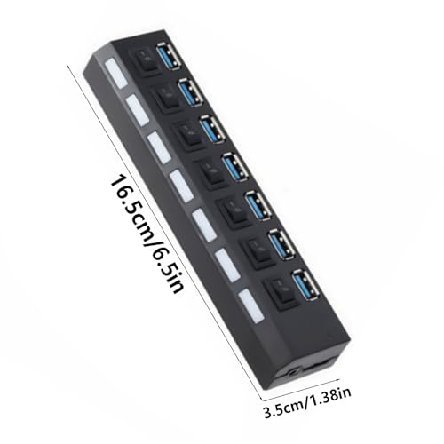 USB Hubs 7 Port USB Hubs Expander USB3.0 2.0 Data Port Adapter Individual Switches Splitter for Laptop Extender