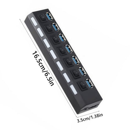 USB Hubs 7 Port USB Hubs Expander USB3.0 2.0 Data Port Adapter Individual Switches Splitter for Laptop Extender