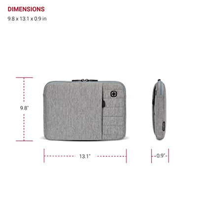 SwissGear Padded Zippered Laptop Sleeve, Micro-Twill Laptop Case with Zippered Front Compartment & Fleece Lining - color: Light Gray Heather, size: 13-Inch