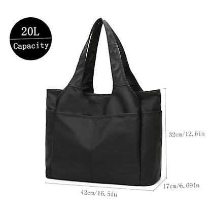 SOYMWIN Tote Bag for Women,Large Tote Bag with Compartments and Multiple Pockets,Quilted Shoulder Bag for Travel Work Sports | Large
