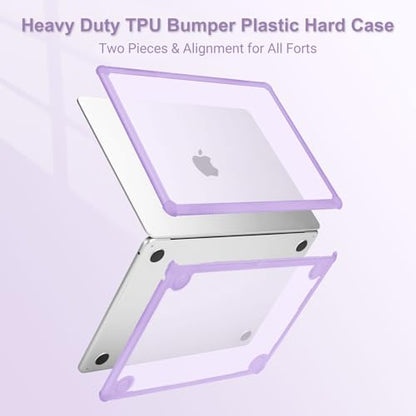 MOSISO Compatible with MacBook Air 13 inch Case M5 2026 M4 M3 M2 2025-2022 | A3449 A3240 A3113 A2681, 3 in 1 Kit Crack-Resistant Heavy Duty Protective Hard Shell Case Cover with TPU Bumper, Purple - color: Purple