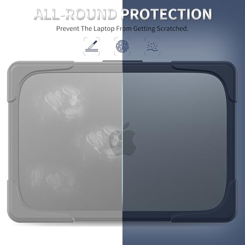 Batianda Heavy Duty Case for MacBook Neo 13 Inch 2026, Indigo | Fits Model A3404 A18 Pro Chip, Ergonomic Foldable Stand Holds 22lbs, TPU Bumper, Matte Translucent Shockproof Hard Shell - color: Indigo