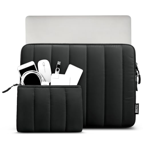TECOOL Puffy Laptop Case 16 inch,Laptop Sleeve 16 inch for MacBook Pro 16 M5 M4 M3,16 Lenovo Thinkpad HP Acer Asus Dell Chromebook,Protective Waterproof 16 inch Sleeve Notebook with Small Case,Black | Puffy Laptop Bag 16 for MacBook Pro 16 M5-M1 2026.16 I
