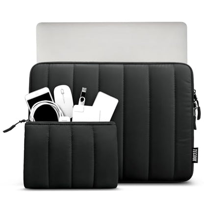 TECOOL Puffy Laptop Case 13.3 inch,13-13.3 inch Laptop Sleeve for 13“ MacBook Neo (2026),MacBook Air 13 13.6 inch M5 M4 M3 M2 M1 2026-2018,Mac Pro 13 Protective Notebook Sleeve with Small Case,Black - color: Black, size: 13.3 Inch