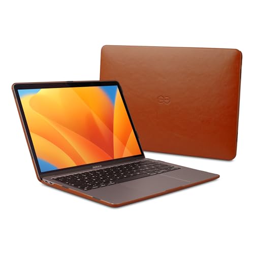 Dreem Euclid Hard Shell Laptop Cover for MacBook Air 13'' Case 2022-2026 – Premium Vegan Leather, Protective Dual-Shell Design, Slim Executive Professional Case with Port Access – [Caramel] - color: Caramel, size: MacBook Air 13" 2022-2026