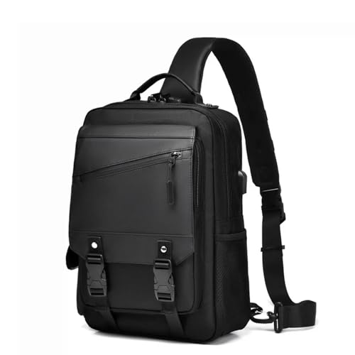 Sling Bag Large Capacity: Crossbody Bag for Men Fits 15.6 Inch Laptop A4 Files with Anti Theft USB Port - color: 7139-black
