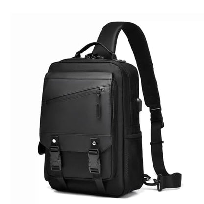 Sling Bag Large Capacity: Crossbody Bag for Men Fits 15.6 Inch Laptop A4 Files with Anti Theft USB Port - color: 7139-black