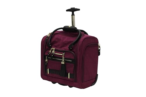Steve Madden Designer 15 Inch Carry on Suitcase- Small Weekender Overnight Business Travel Luggage- Lightweight 2- Rolling Spinner Wheels Under Seat Bag for Women (Peek-A-Boo Purple) - color: Peek-A-Boo Purple