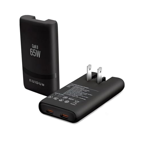 65W GaN USB C Charger,Dual-Port Fast Wall Charger,PD 3.0 & QC 4.0,Foldable Plug for MacBook Pro/Air, iPhone 15, iPad Pro, Galaxy S24, Steam Deck & More (Black-2C) - color: Black-2C