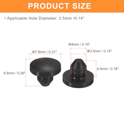 UXCELL 25PCS Silicone Locking Hole Plugs, Rubber Round, 3.5mm, Waterproof for Metal Tube & Furniture, Black - size: 3.5mm