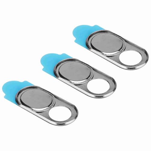 3-Pack Metal Webcam Cover Stickers Silver Slider Camera Blocker fit for Smartphone Tablet Laptop PC Slim Secure Adhesive - color: Silver