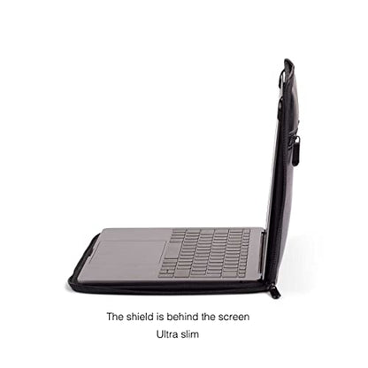 4-in-1 Laptop Screen Shade – Original Pro Sleeve – Built-In 4-in-1 Screen Shade, VeganHemp Leather, Sun, Privacy, Heat & Contrast Protection, Fits 14” MacBook, Patented, Black | PHILBERT Danish Design - color: Black, size: 14in