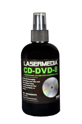TME CD DVD Cleaning Solution Fluid (Not a Scratch Remover) 8 Ounce (237 ML) Spray Bottle Cleaner CD-DVD-8 Made in USA