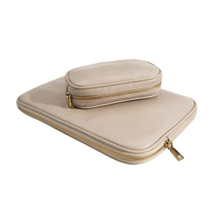 PU Leather Padded Laptop Sleeve Bag 14Inch Compatible with New MacBook Pro 14，Surface Laptop 13.5, Surface Pro 9 with Charger Pouch Color Sand - color: Sand, size: MacBook Pro 14"