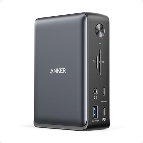 Anker Laptop Docking Station, 13-in-1 USB C Docking Station, Triple Display | 2 HDMI and 1 DP, 10Gbps USB-C and 5Gbps USB-A Data Ports, Ethernet, Audio, SD/TF, 85W Charging for Dell, HP, Lenovo and More