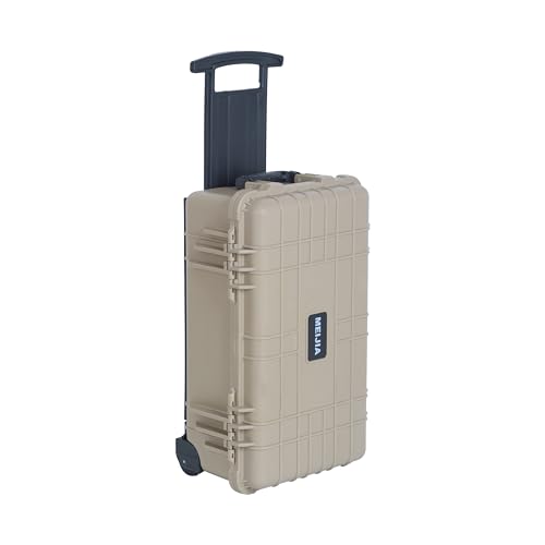 MEIJIA All Weather Rolling Waterproof Protective Case, Hard Camera Case,Dry Case with Retractable Pull Handle and Wheels,Foam Inserted, 22 x13.81x9inches (Desert Tan) - color: Desert Tan