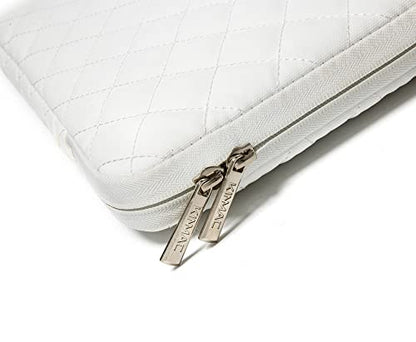 Kinmac White Quilted 360° Protective Laptop Sleeve with Handle, Front Pocket (12 inch-13.3 inch) - color: White Quilted, size: 12 inch-13.3 inch