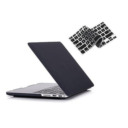 RUBAN Case For MacBook Retina Pro 15 inch A1398 (2015-2012) , Plastic Smooth Matte Hard Case Shell with TPU Keyboard Cover, Black - color: black