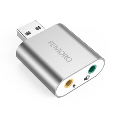 USB Sound Card, 7.1 Channel External Microphone Audio Jack Adapter Clear Sound for PC, Laptop, Mac, PS4, Headphone (Plug and Play No Drivers Needed)