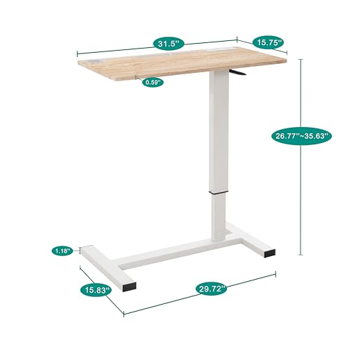 Naomi Home Adjustable Overbed Table with Charging Station, Rolling Hospital Bedside Table with Wheels, Height Adjustable Bed Desk for Laptop, Meals & Recovery Care Natural White - color: Natural, White