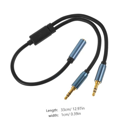 Gatuida One Headphone Mic Audio Y Splitter Cable Compact Headset Jack Adapter Cord for Laptop with Separate Audio Microphone Ports