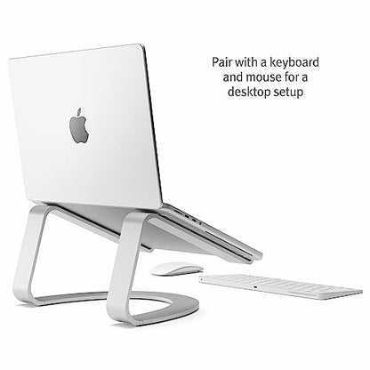 Twelve South Curve SE, Ergonomic Aluminum Laptop and MacBook Stand, Silver | Designed with Anti-Slip Silicone to Prevent Scratching, Compatible with 11" to 17” laptops, Desktop Setup for Video Calls