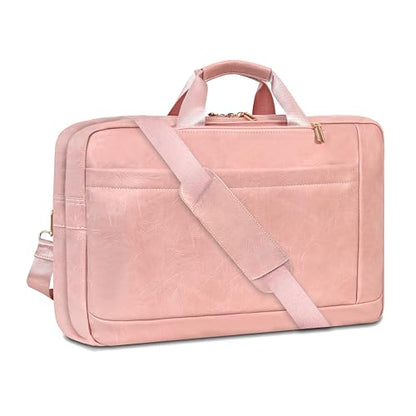 Stuery Faux Leather Messenger Bag for Men 17-17.3 Inch: Laptop Bag Briefcase Computer Handbags Shoulder Crossbody Bag with Padded Laptop Sleeve for Work College Travel, PU Pink - color: Pu Pink