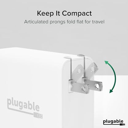 Plugable 140W USB C Charger, GaN Wall Charger for Laptop, PD 3.1 (EPR) Power Adapter, Compatible with MacBook Pro, MacBook Air iPad Pro, Surface and USB-C Devices