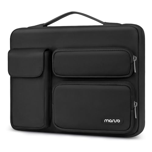 MOSISO 360 Protective Laptop Case 16 inch,15-15.6 inch Laptop Sleeve | Compatible with MacBook Pro 16,HP Acer Dell Lenovo ASUS,Side Open Bag with 2 Raised&1 Flapover Pockets, Black