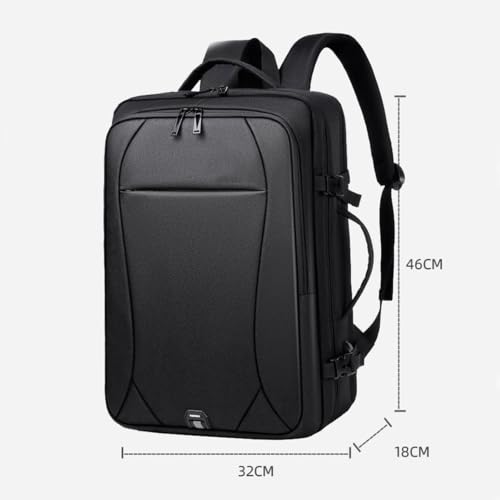 Lightweight Business Laptop Backpack, Large Expandable Travel Backpack | with USB Charging Port, Durable Casual Commuting Rucksack with Luggage Strap and Multi-Compartment - color: Black