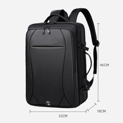 Lightweight Business Laptop Backpack, Large Expandable Travel Backpack | with USB Charging Port, Durable Casual Commuting Rucksack with Luggage Strap and Multi-Compartment - color: Black