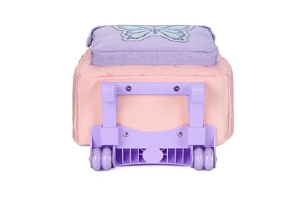 Rolling butterfly Backpack for girls, 17 Inch Travel Backpack with Wheels, Vertical Storage Wheeled Laptop Backpack, Stylish Rolling Laptop Bag(BUTTERFLY PINK) - color: Butterfly Pink