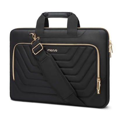 MOSISO Laptop Shoulder Bag, Computer Bags | Laptop Messenge Bag with Front Inverted Trapezoid Quilted Pocket