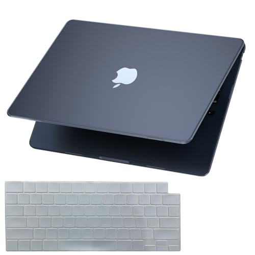 Midnight Clear Case for MacBook Air 13 inch 2026 M5, 2022-2025 M4/M3/M2 | Matte Plastic Hardshell & Keyboard Cover for Mac Air 13.6 inch Case A3449 A3240 A3113 A2681, Frosted Midnight - color: 01 Frosted Midnight Blue
